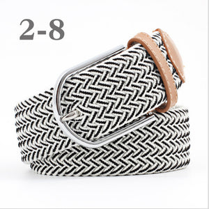 ZLD Hot Colors Men Women Casual Knitted pin buckle Belt Woven Canvas Elastic Stretch Belts Plain Webbing 2018 fashion 105-110cm