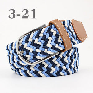 ZLD Hot Colors Men Women Casual Knitted pin buckle Belt Woven Canvas Elastic Stretch Belts Plain Webbing 2018 fashion 105-110cm