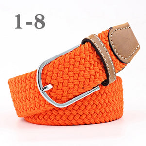 ZLD Hot Colors Men Women Casual Knitted pin buckle Belt Woven Canvas Elastic Stretch Belts Plain Webbing 2018 fashion 105-110cm