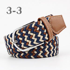 ZLD Hot Colors Men Women Casual Knitted pin buckle Belt Woven Canvas Elastic Stretch Belts Plain Webbing 2018 fashion 105-110cm
