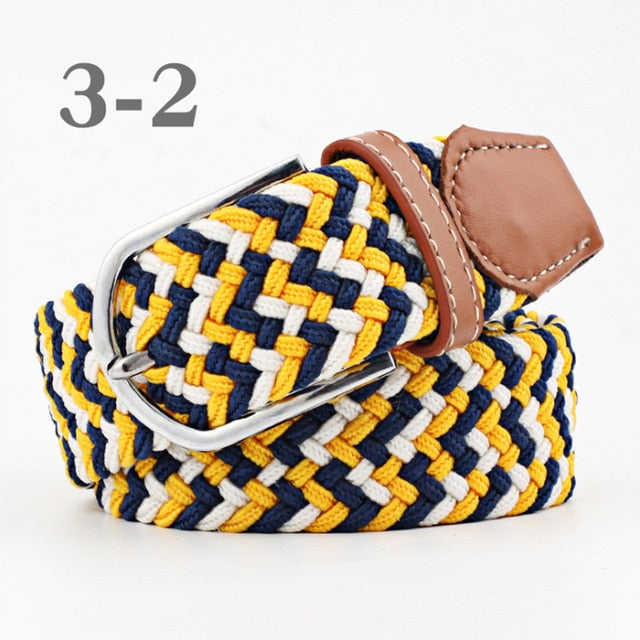 ZLD Hot Colors Men Women Casual Knitted pin buckle Belt Woven Canvas Elastic Stretch Belts Plain Webbing 2018 fashion 105-110cm