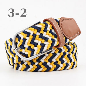 ZLD Hot Colors Men Women Casual Knitted pin buckle Belt Woven Canvas Elastic Stretch Belts Plain Webbing 2018 fashion 105-110cm