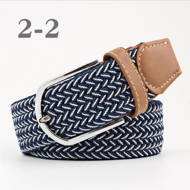ZLD Hot Colors Men Women Casual Knitted pin buckle Belt Woven Canvas Elastic Stretch Belts Plain Webbing 2018 fashion 105-110cm