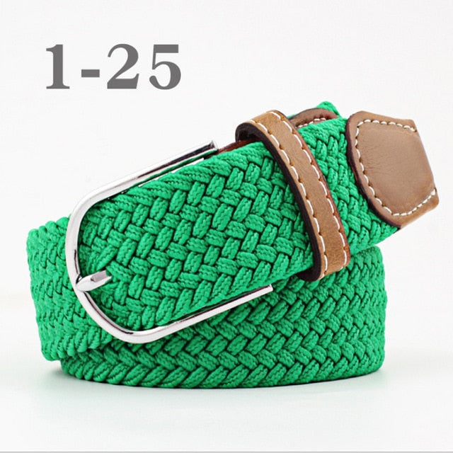 ZLD Hot Colors Men Women Casual Knitted pin buckle Belt Woven Canvas Elastic Stretch Belts Plain Webbing 2018 fashion 105-110cm