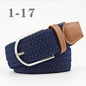 ZLD Hot Colors Men Women Casual Knitted pin buckle Belt Woven Canvas Elastic Stretch Belts Plain Webbing 2018 fashion 105-110cm
